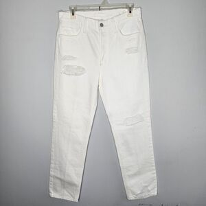 Joe's Womens The Scout White Slim Destroyed Denim Boyfriend Jeans READ‎